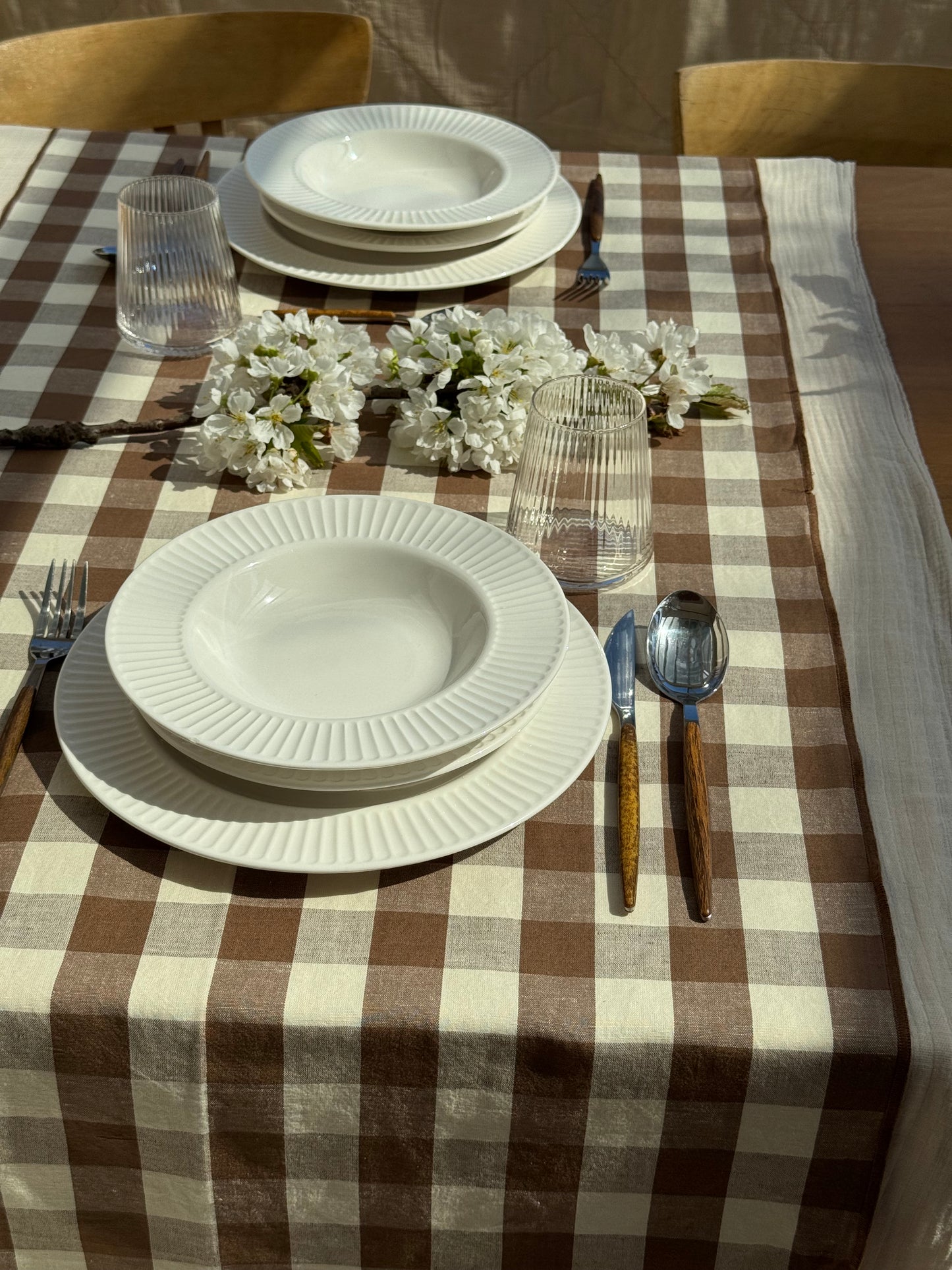Chemin de table 55x140 cm, VICHY MARRON