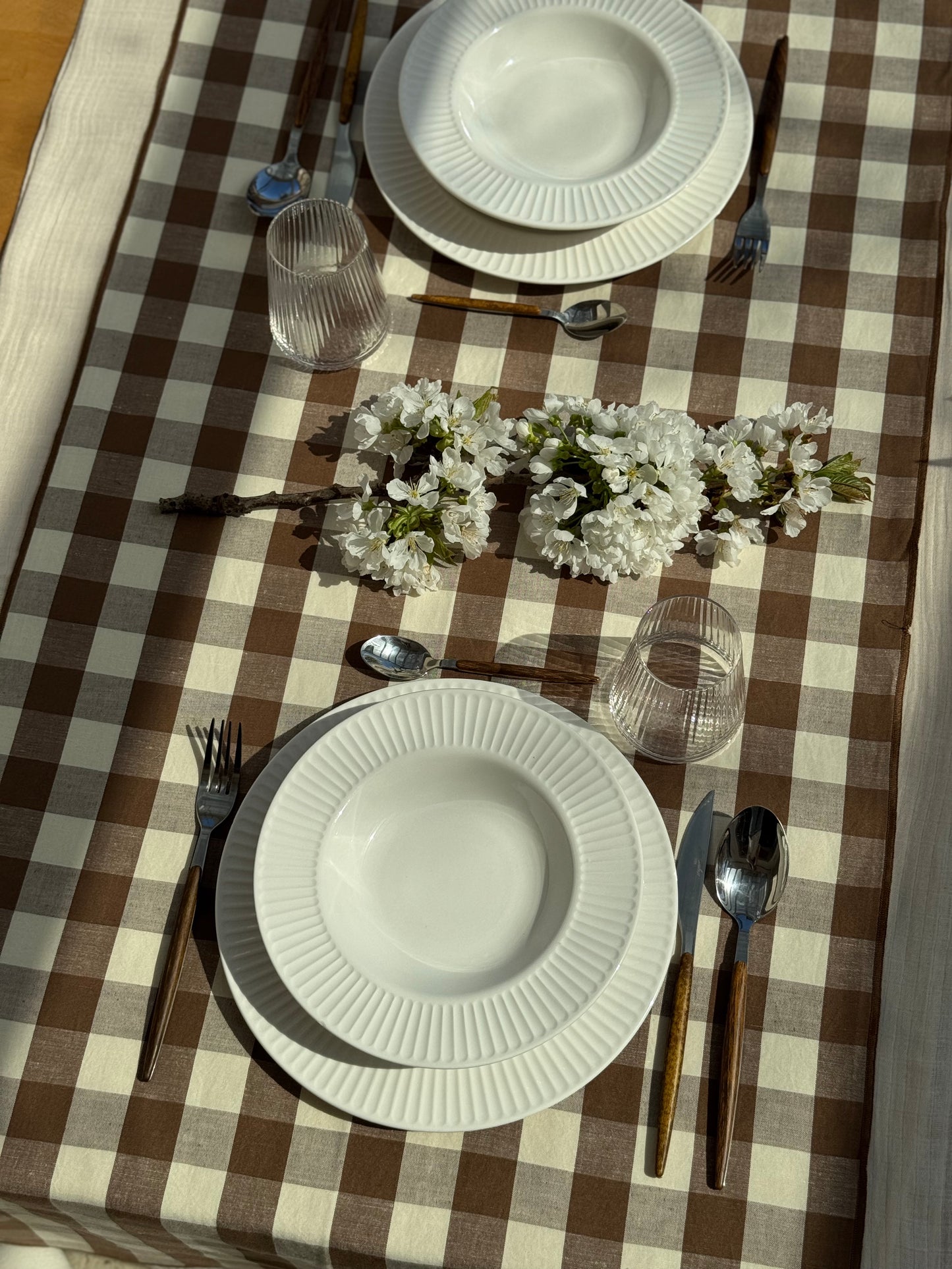Chemin de table 55x140 cm, VICHY MARRON