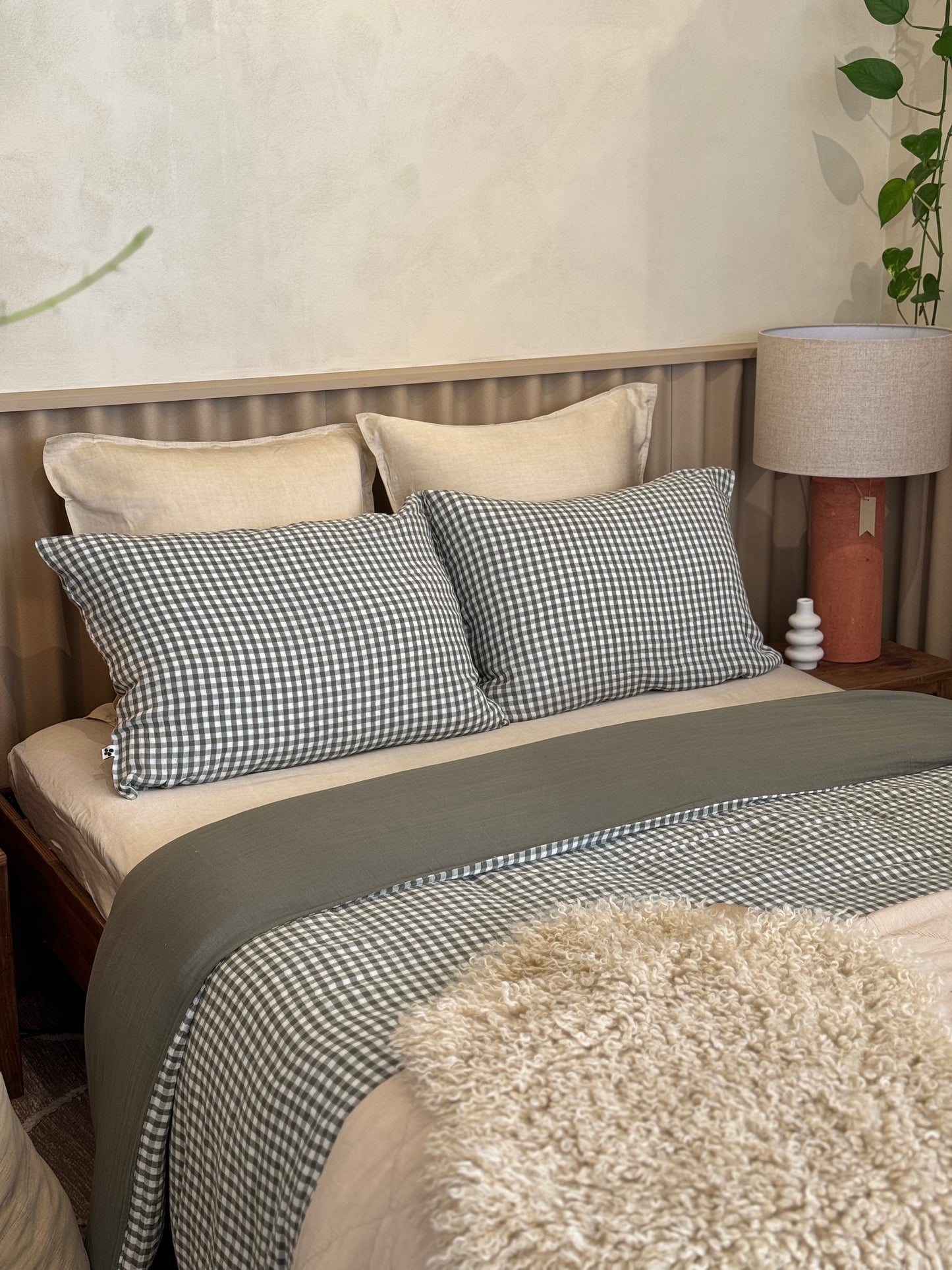 Housse de couette kaki, VICHY