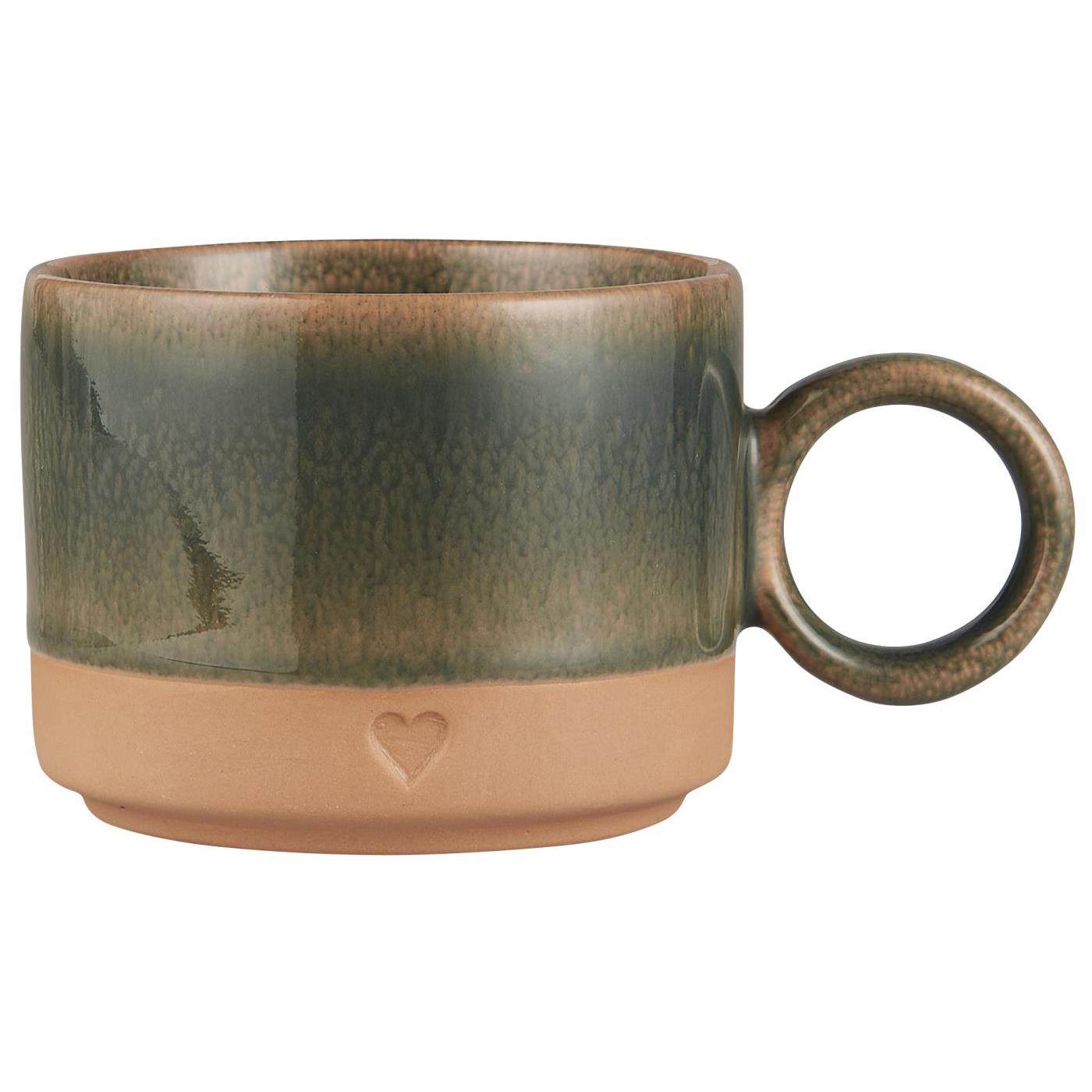 Mug en grès vert, HEART