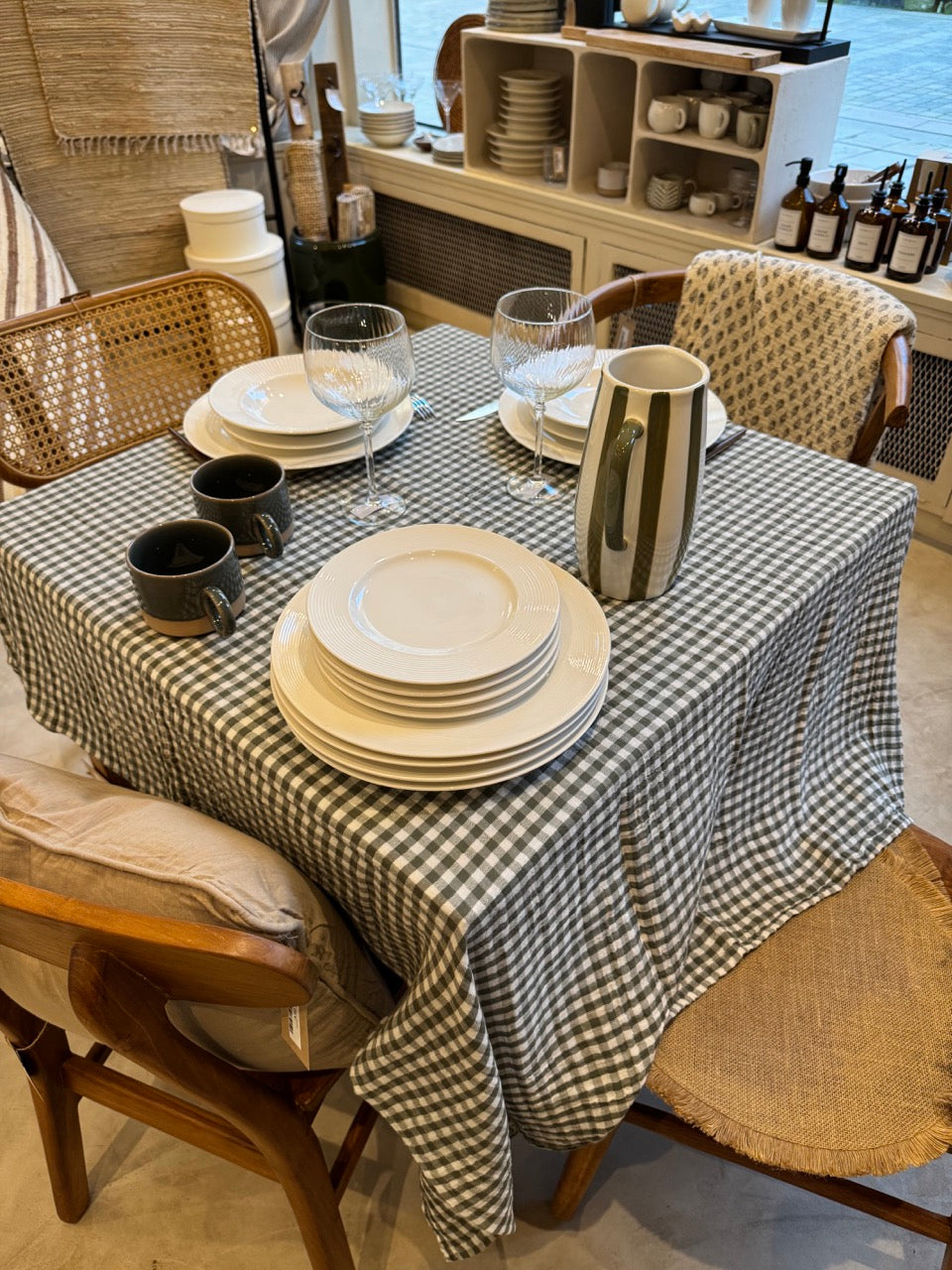 Nappe 150x350 cm gaze de coton, VICHY