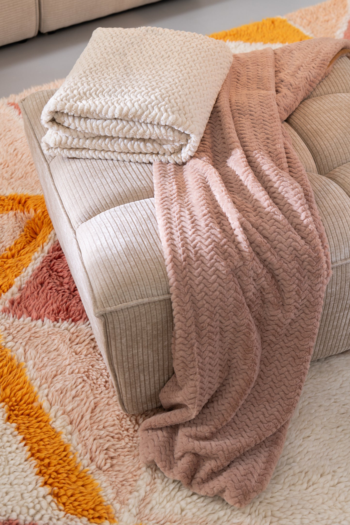 Plaid beige clair, FLUFFY