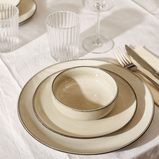 Assiette à dîner beige, par 4 EDITH