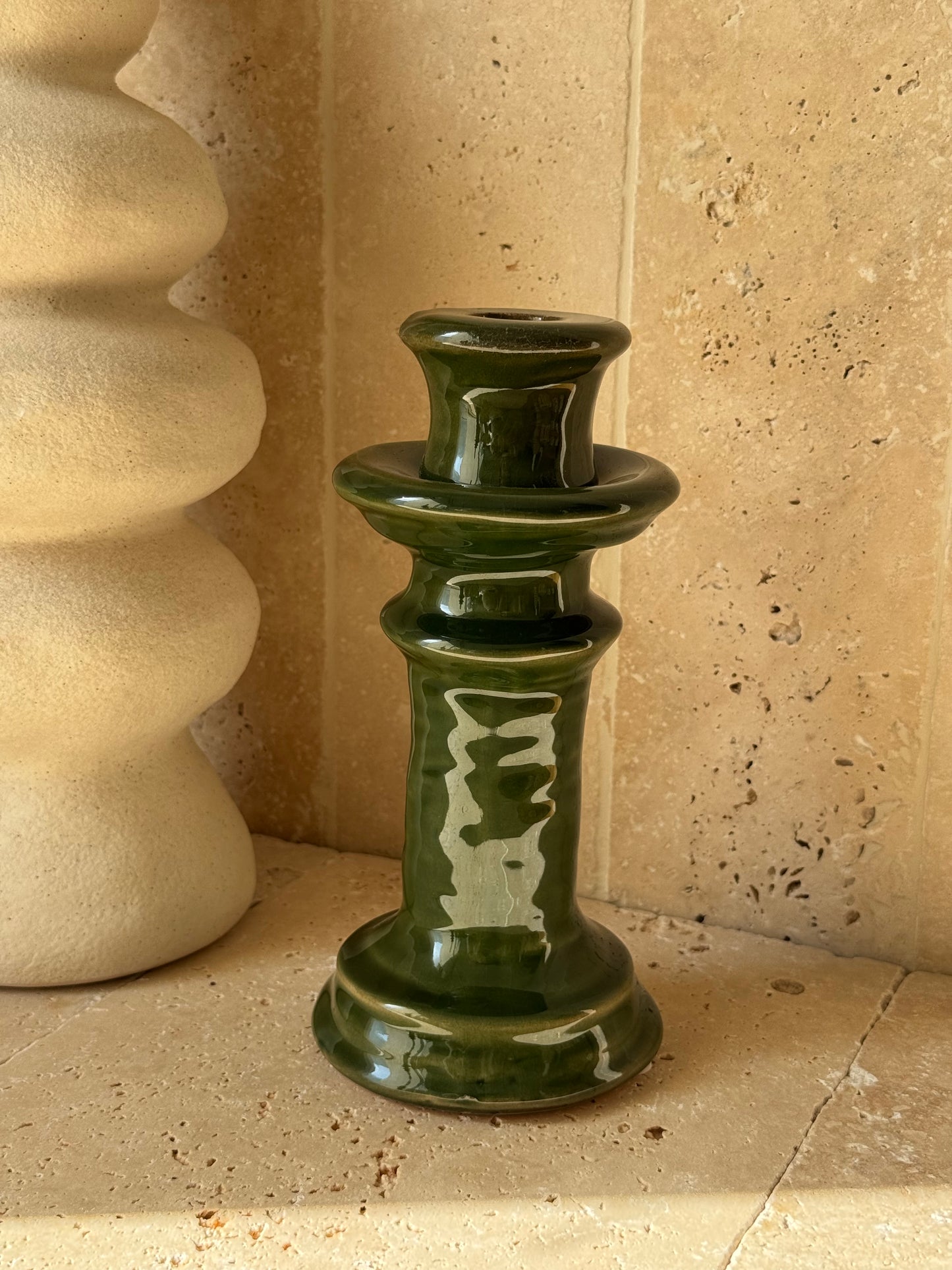 Bougeoir en grès vert, GREEN