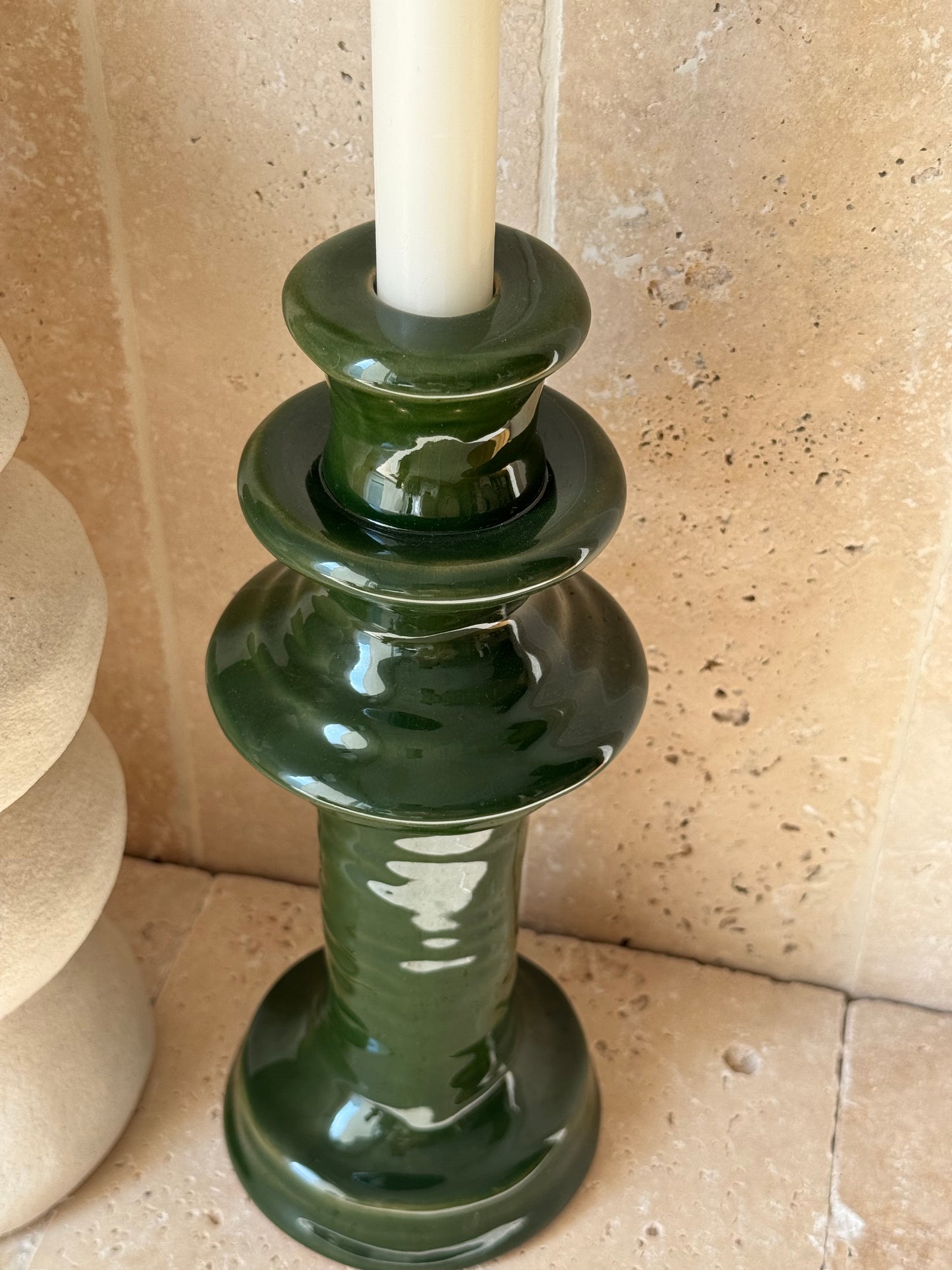 Bougeoir en grès vert, VERDE