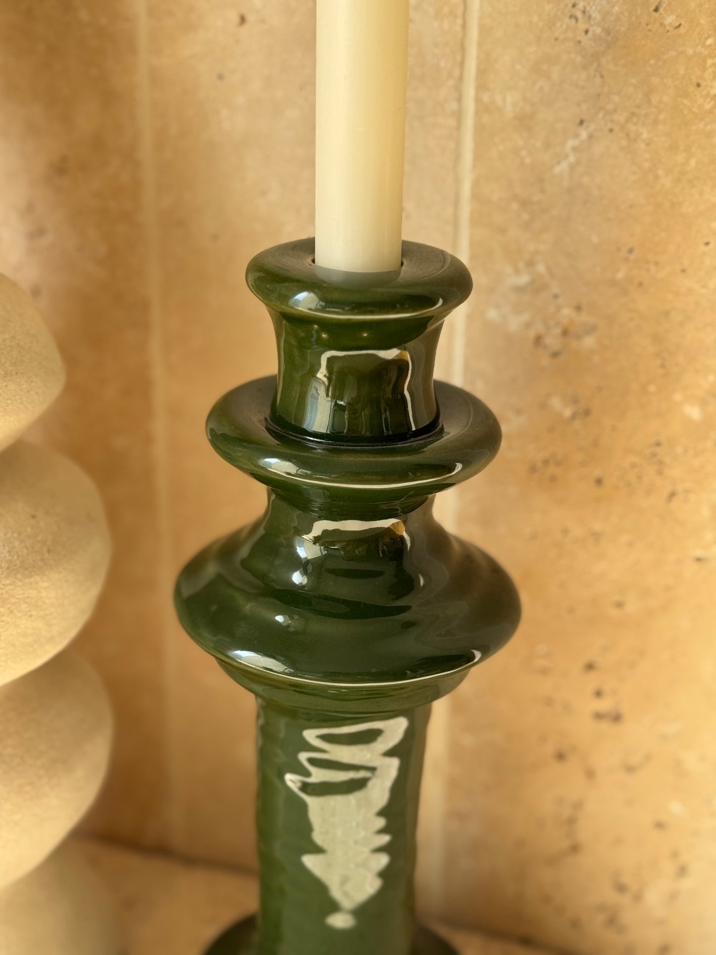 Bougeoir en grès vert, VERDE