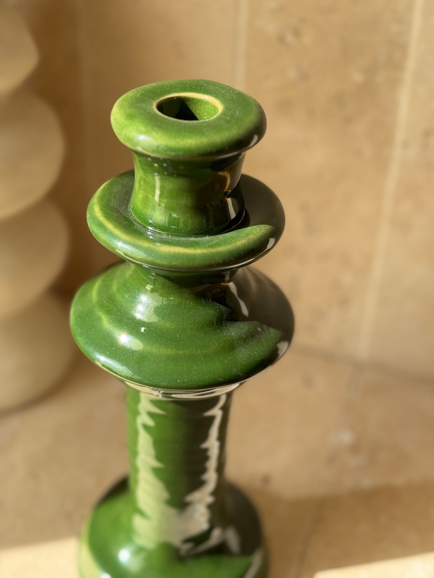 Bougeoir en grès vert, VERDE