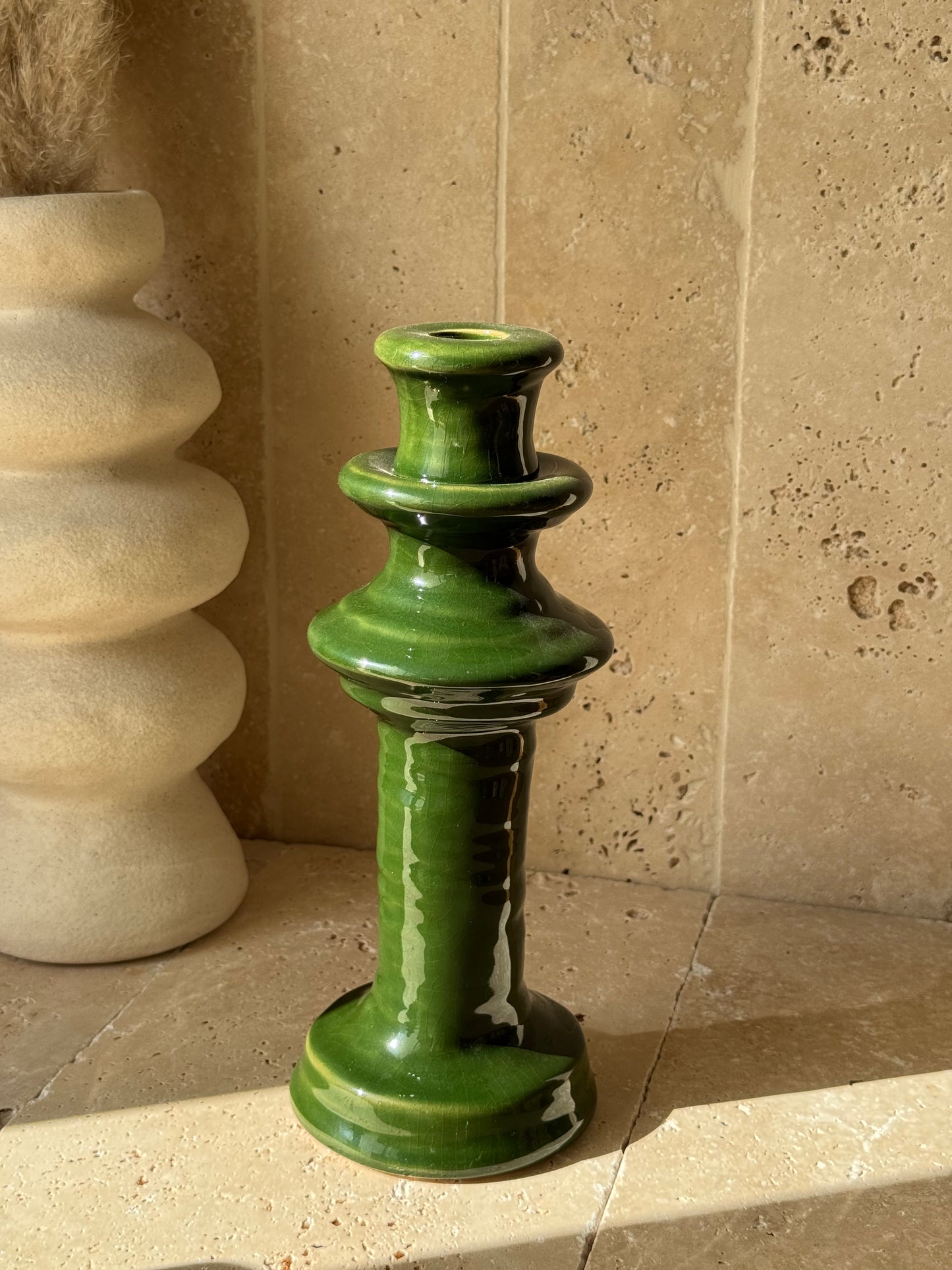 Bougeoir en grès vert, VERDE