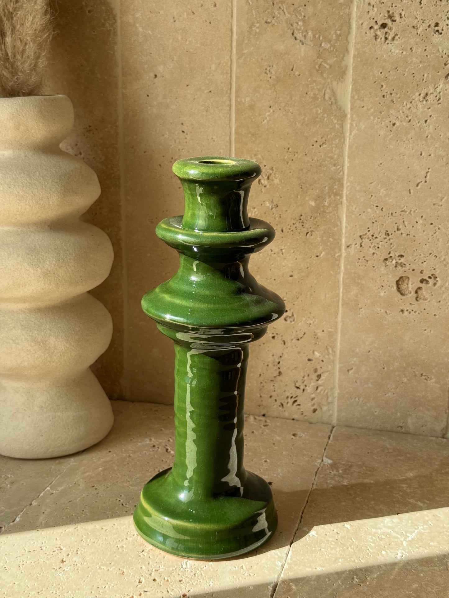 Bougeoir en grès vert, VERDE
