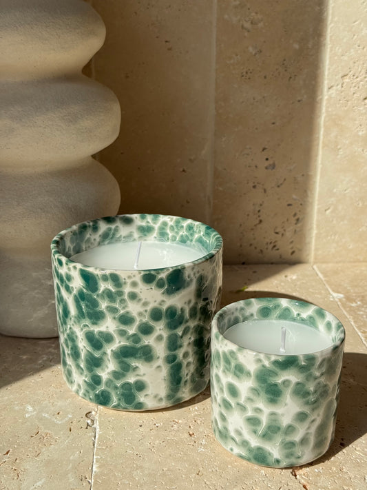 Bougie moucheté blanc et vert, MARA
