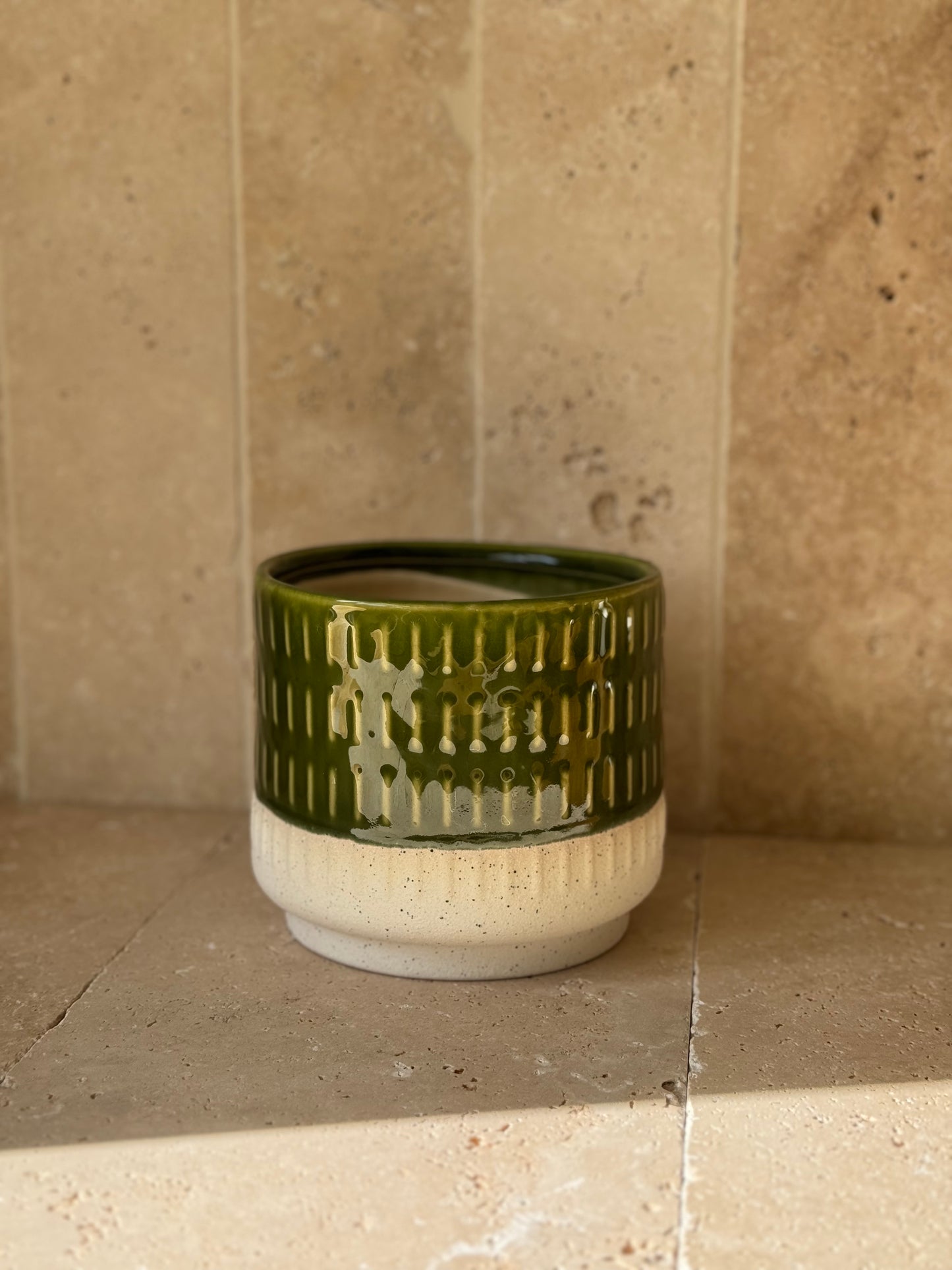 Cache-pot vert & blanc, CASA
