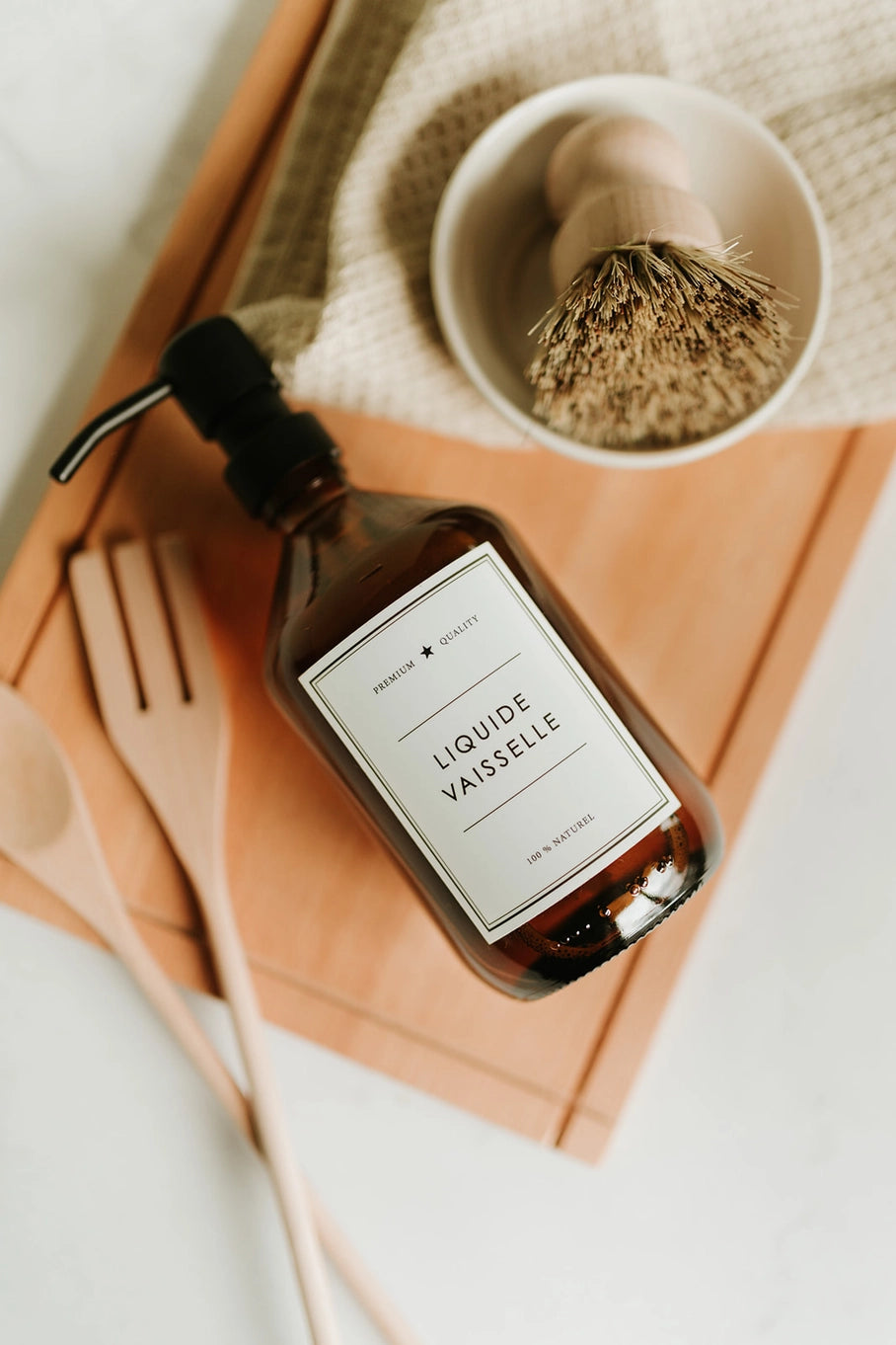 Flacon ambré, LIQUIDE VAISSELLE