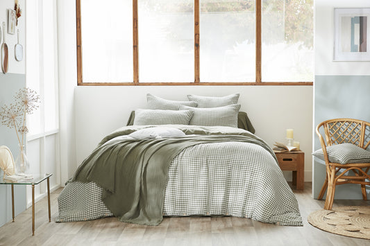 Taie d'oreiller vichy - KAKI