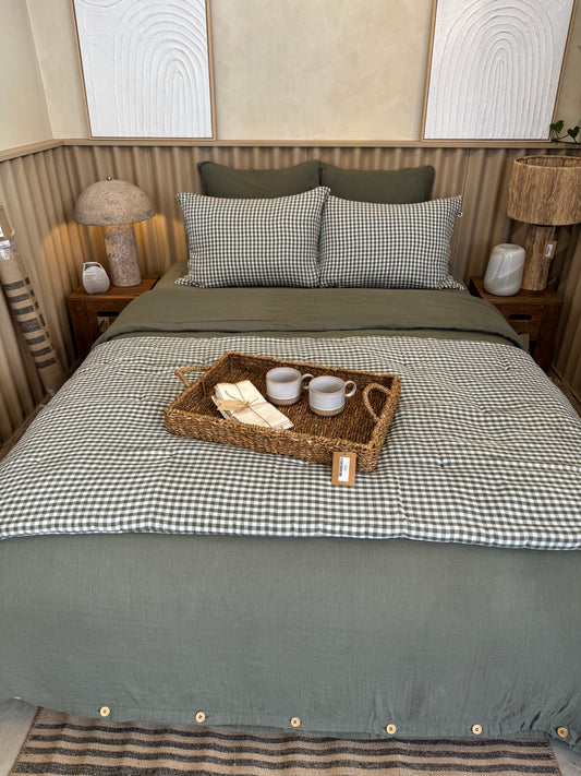 Housse de couette kaki, GAZE DE COTON