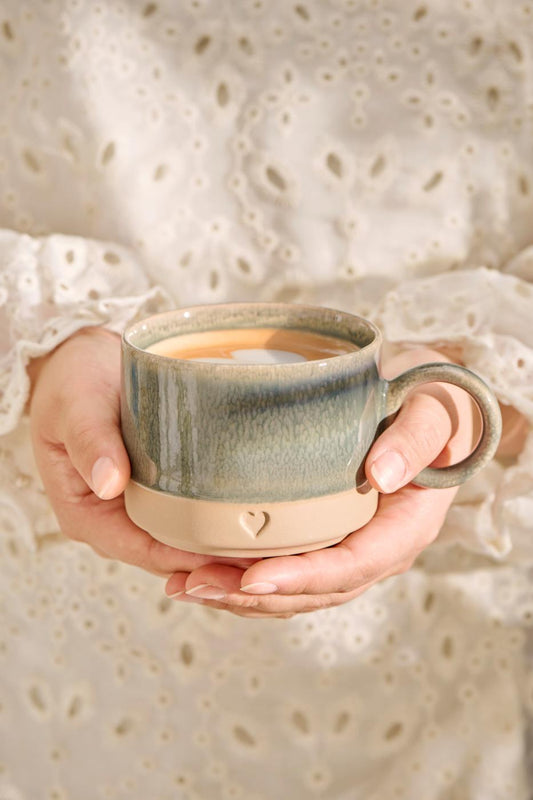 Mug en grès vert, HEART
