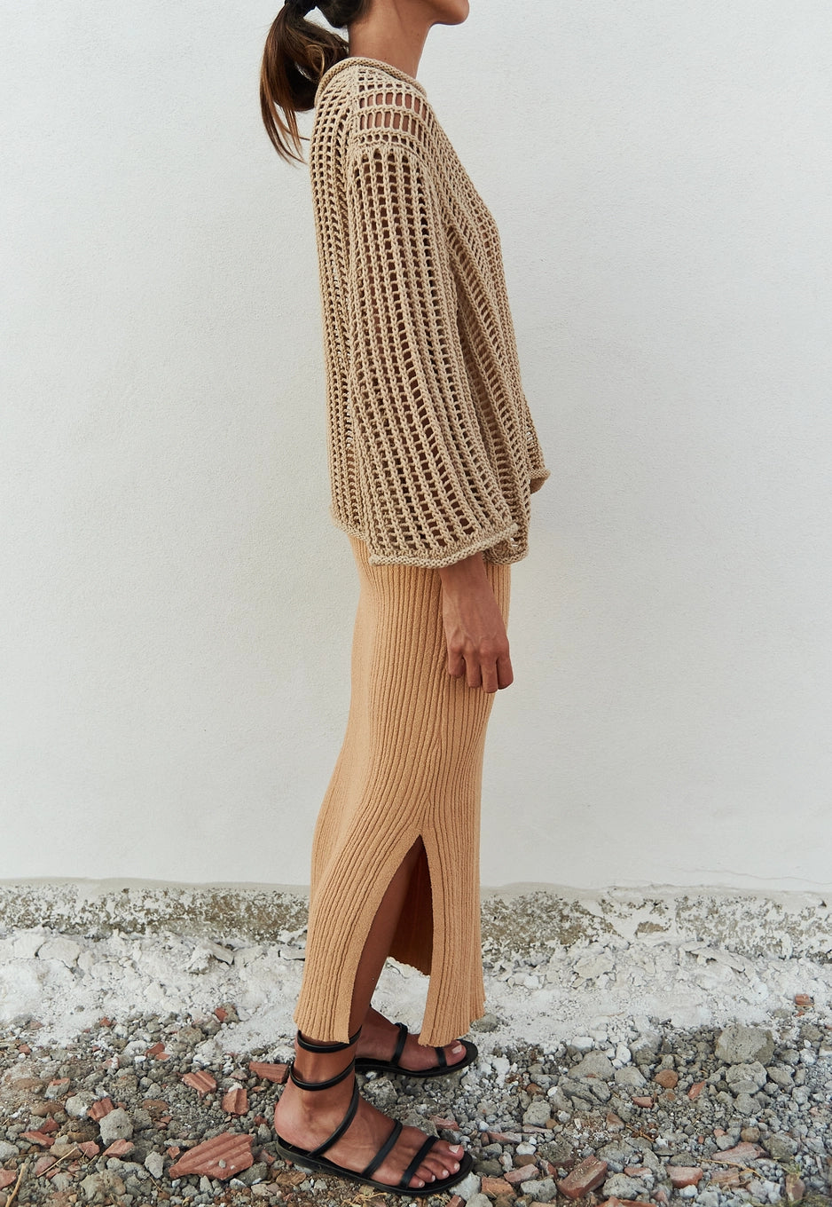 Pull beige, CROCHET
