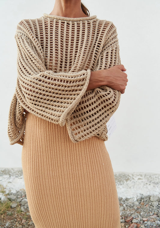 Pull beige, CROCHET