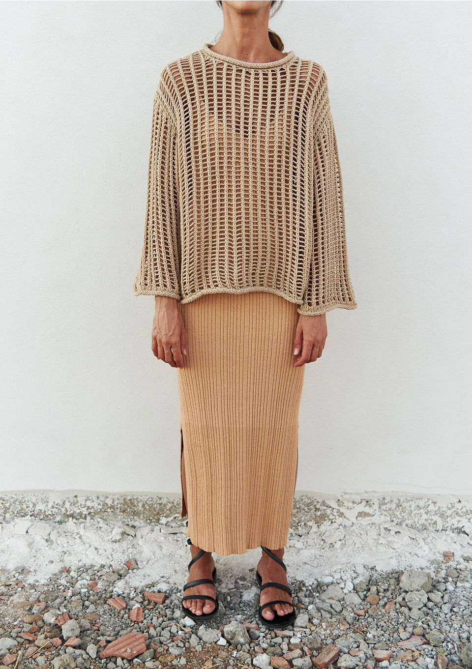 Pull beige, CROCHET