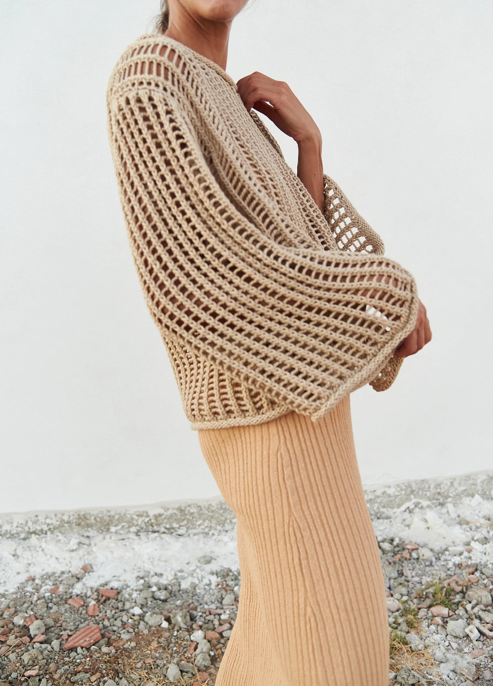 Pull beige, CROCHET
