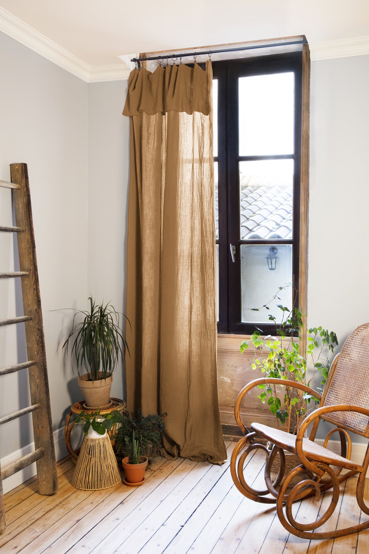 Rideau gaze de coton camel