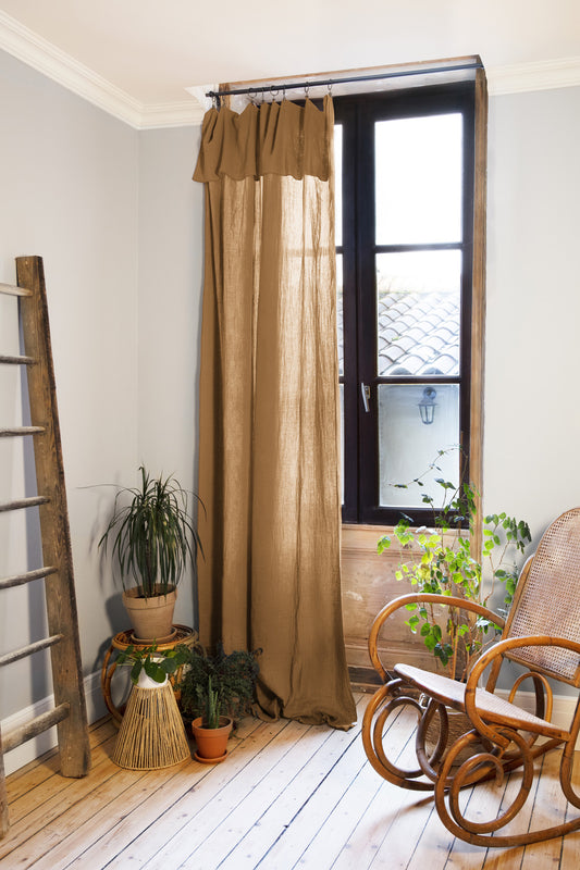 Rideau gaze de coton camel