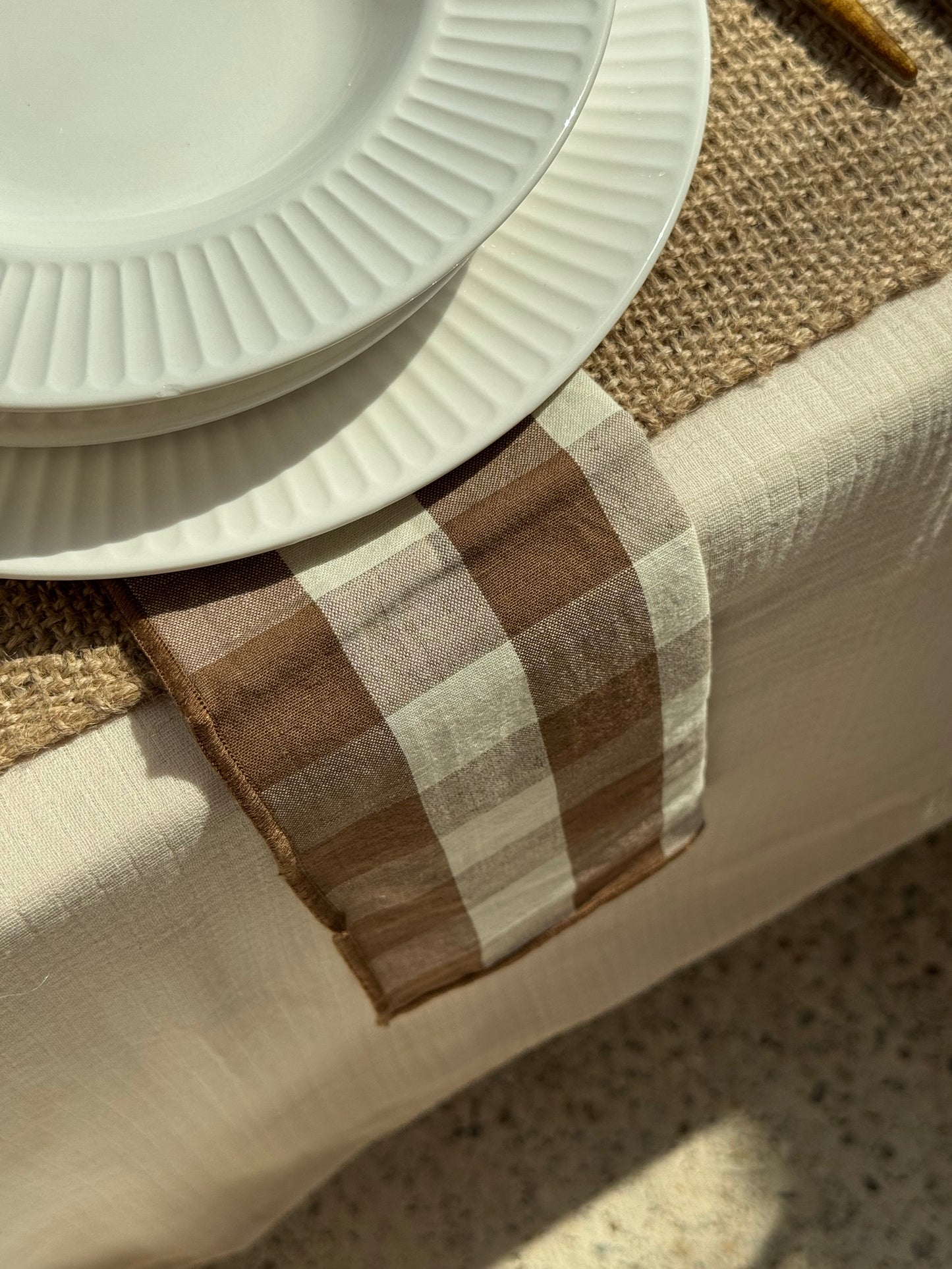 Serviette de table, VICHY MARRON lot de 2