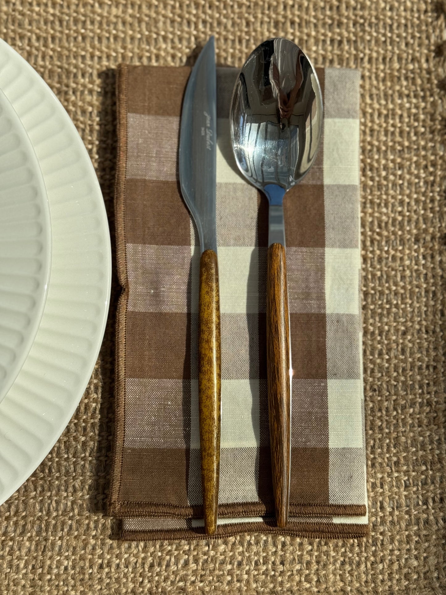 Serviette de table, VICHY MARRON lot de 2