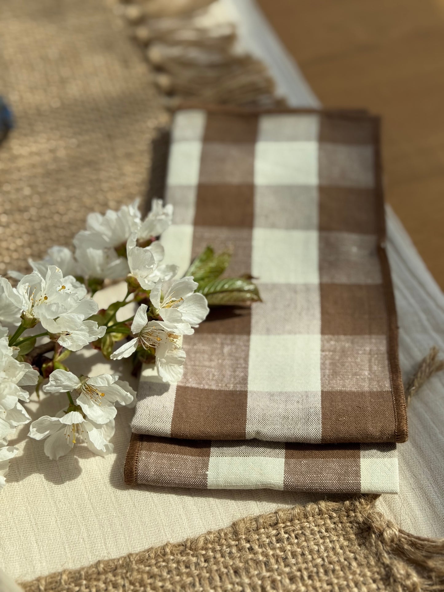 Serviette de table, VICHY MARRON lot de 2