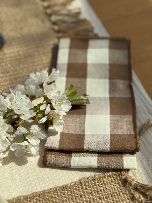 Serviette de table, VICHY MARRON lot de 2