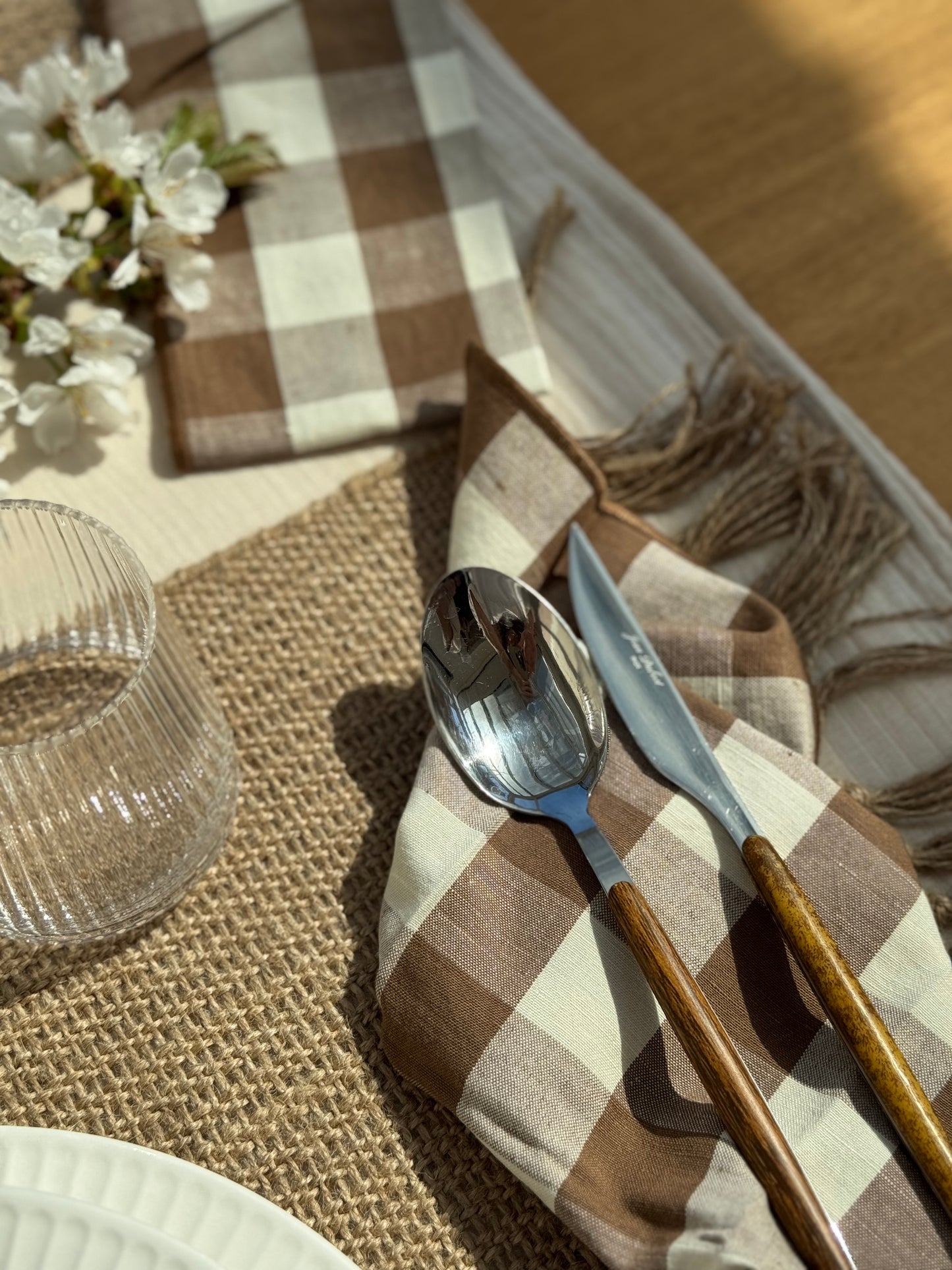 Serviette de table, VICHY MARRON lot de 2