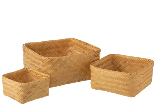 Set de 3 paniers carrés, BAMBOU