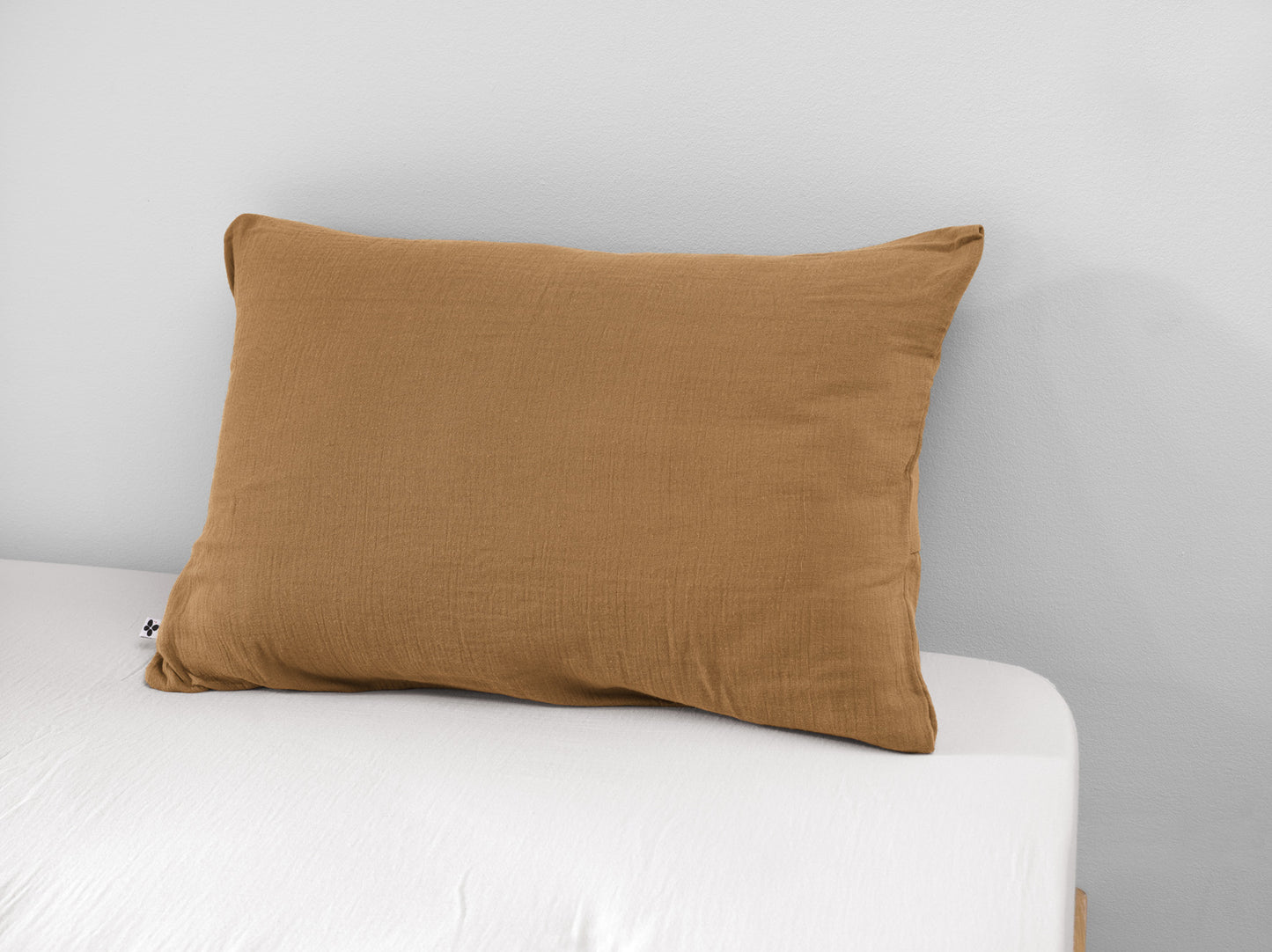 Taie d'oreiller camel unie, GAZE DE COTON