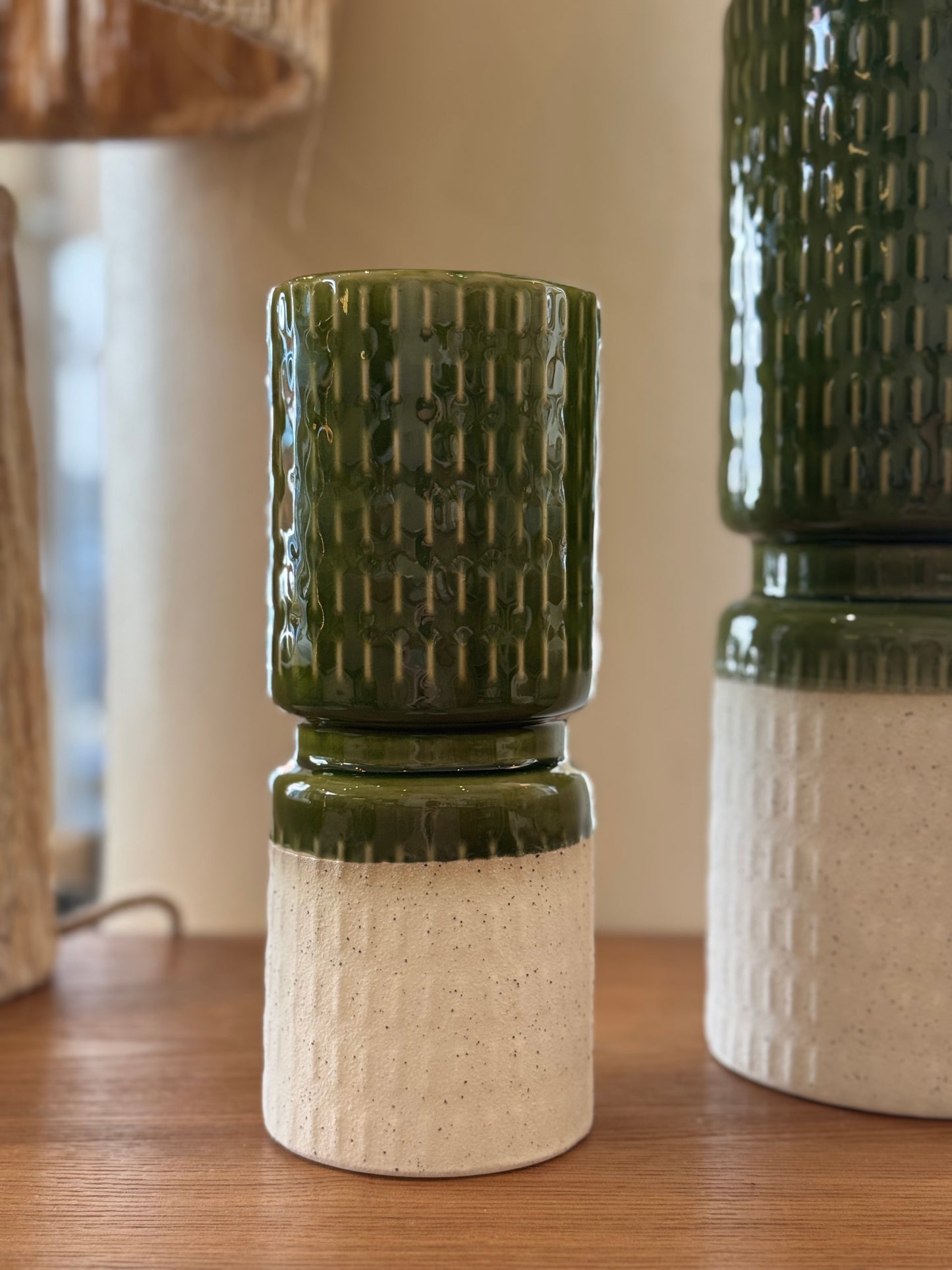 Vase porcelaine vert et blanc, CASA