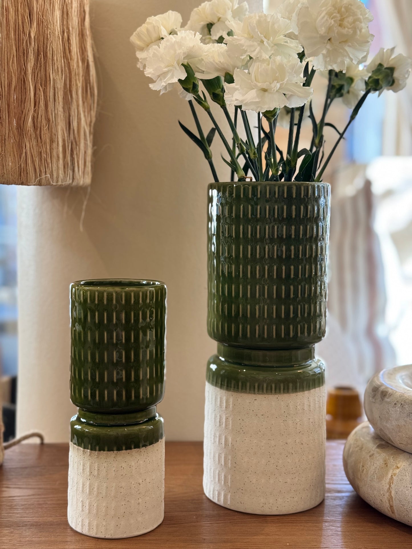 Vase porcelaine vert et blanc, CASA