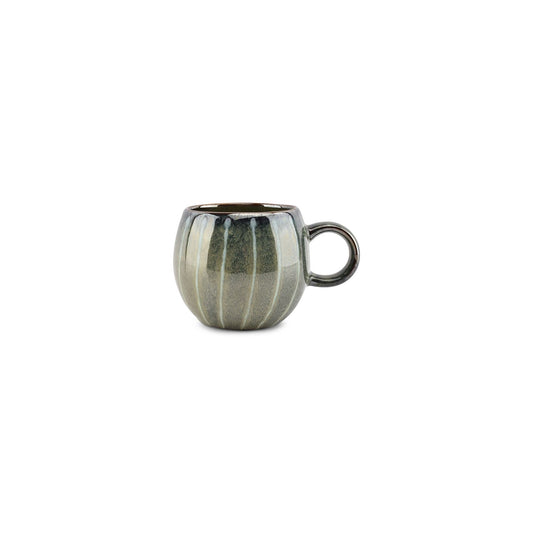 Mug rond en grès vert, RAYURES