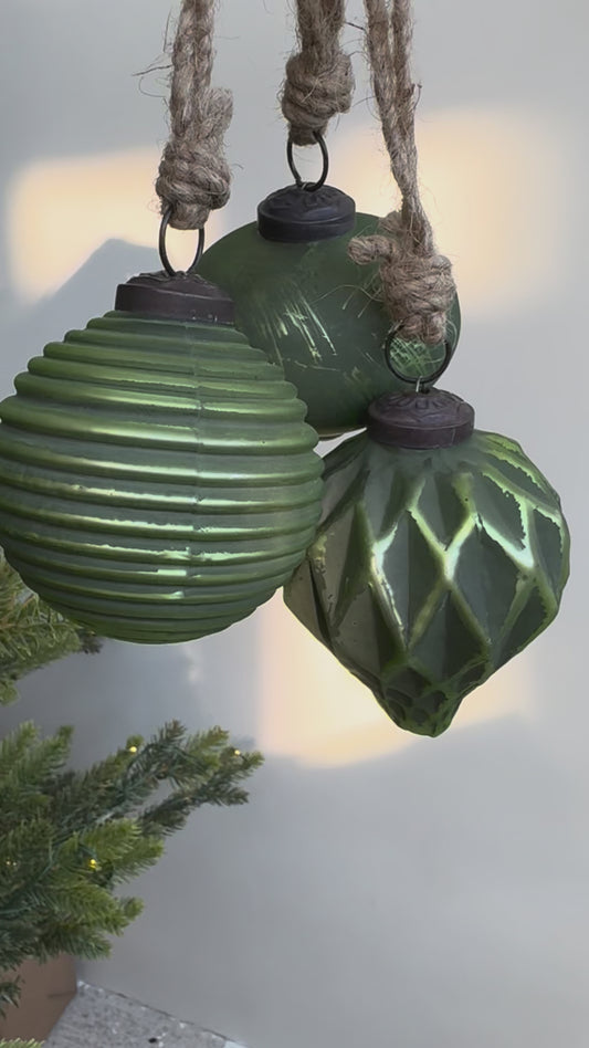 Boules vertes - ANTIQUE x3